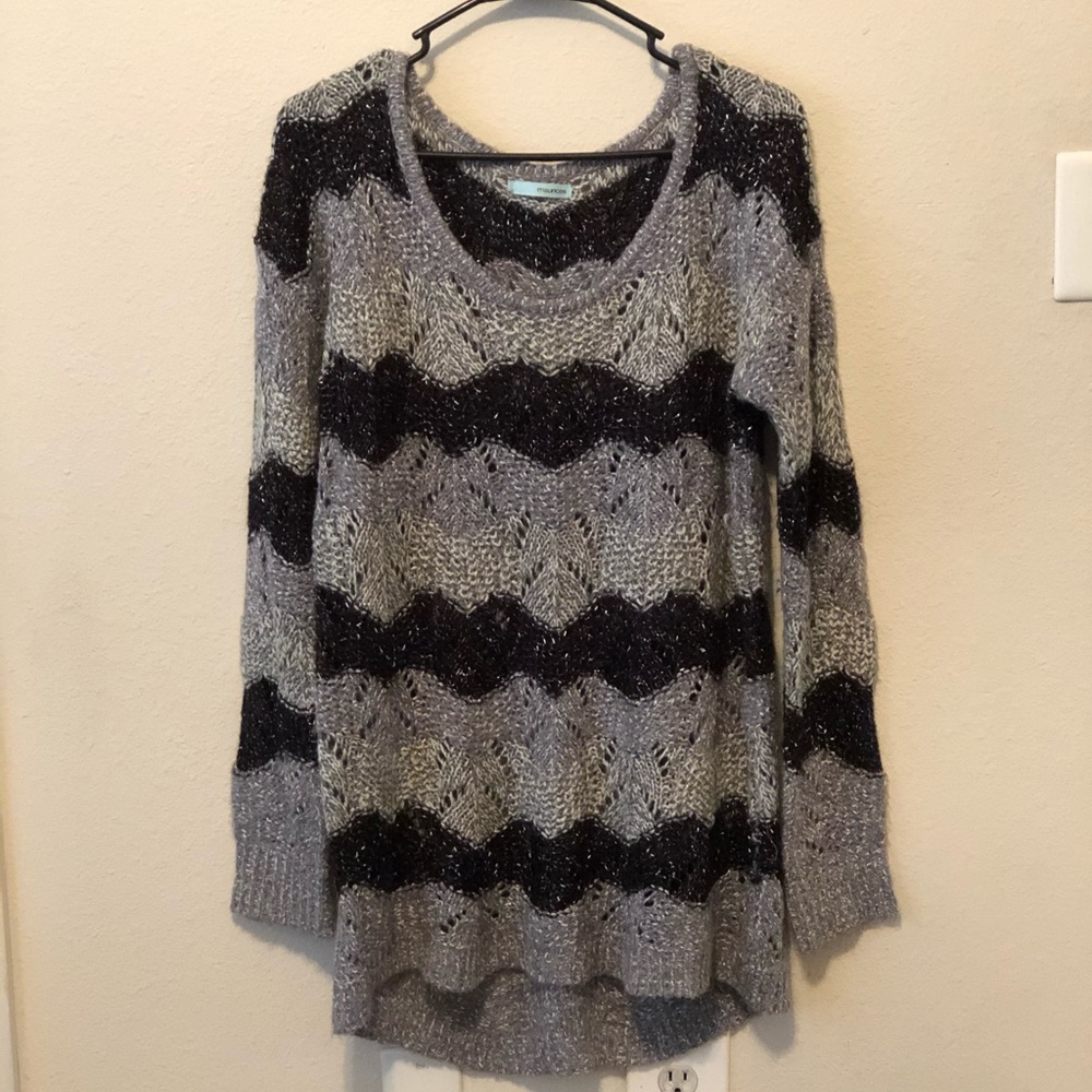 Striped sweater with silver accents